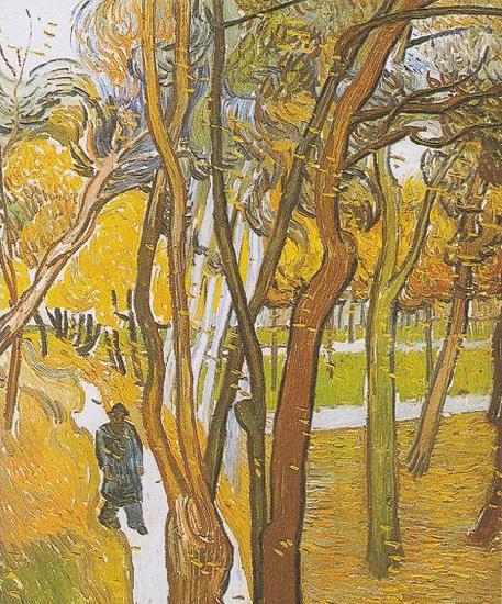 Vincent Van Gogh Walkers in the park with falling leaves oil painting picture